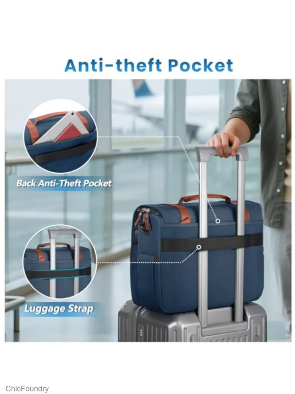 Laptop Briefcase Messenger Bag with USB Charging Port, Polyester